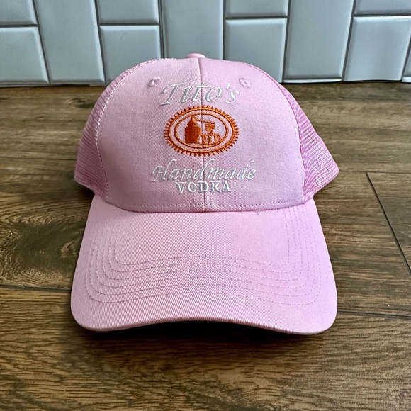 Pink Embroidered Tito’s Vodka Merch Hat, Tito’s Trucker Hat, Tito’s SnapBack - Picture 1 of 5
